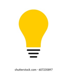 Yellow turned off lightbulb idea notification popup reminder icon on a dark background flat design vector pictogram illustration image