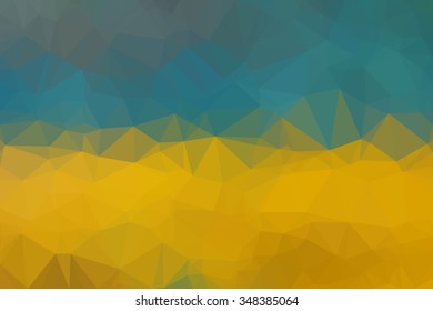 Yellow and turquoise abstract geometric rumpled triangular low poly style. Vector illustration. Graphic background