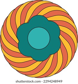 Yellow and Turquoise Retro Flower Element