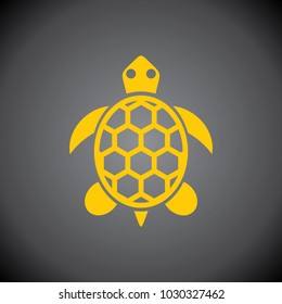 Yellow Turtle icon on black background.