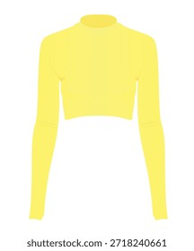 Camiseta corta con cuello tortuga amarillo. Vector
