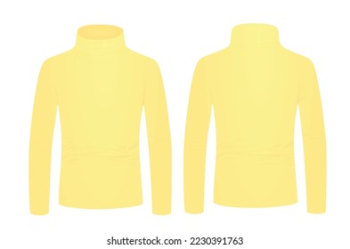 Yellow turtle neck long sleeve t shirt. vector illustration