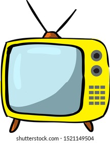 Yellow TV, illustration, vector on white background.