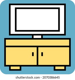 Soporte de televisión amarillo, ilustración, vector, sobre fondo blanco.