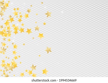 Yellow Twinkle Stars Vector Transparent Background. Graphic Glow Border. Glitter Texture. Gold Abstract Rain Wallpaper.