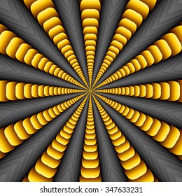 Yellow twisted and ribbed abstract flower background