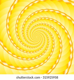 Yellow twisted and ribbed spiral object with background