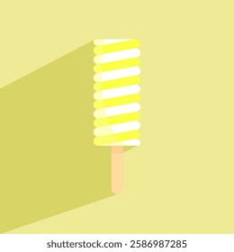 yellow twister popsicle icon, ice cream vector isolated on yellow background, flat style illustration vector