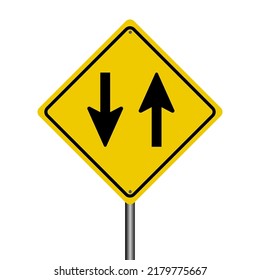 Yellow Two Way Ahead Sign Stock Vector (royalty Free) 2179775667 