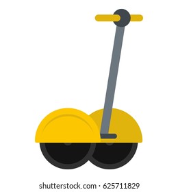 Yellow two wheeled battery powered electric vehicle icon flat isolated on white background vector illustration