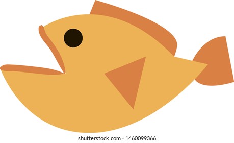 Yellow ugly fish, illustration, vector on white background.