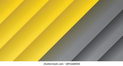 Yellow And Ultimate Gray Random Rectangle Pattern Background. 2021 Color Of The Year. Overlapping Irregular 3D Texture. Glowing Gradient Low Poly Surface