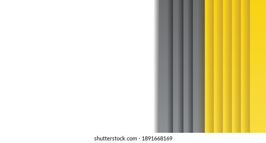 Yellow And Ultimate Gray Random Rectangle Pattern Background. 2021 Color Of The Year. Overlapping Irregular 3D Texture. Glowing Gradient Low Poly Surface