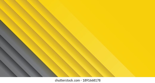 Yellow And Ultimate Gray Random Rectangle Pattern Background. 2021 Color Of The Year. Overlapping Irregular 3D Texture. Glowing Gradient Low Poly Surface