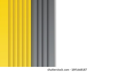 Yellow And Ultimate Gray Random Rectangle Pattern Background. 2021 Color Of The Year. Overlapping Irregular 3D Texture. Glowing Gradient Low Poly Surface