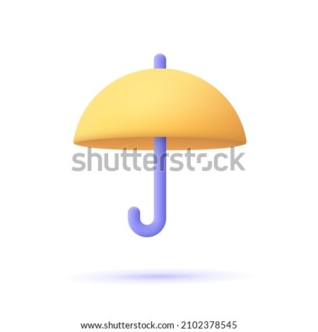 Yellow umbrella. 3d vector icon. Cartoon minimal style