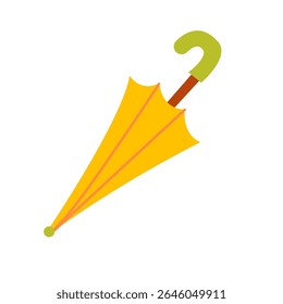 Guarda-chuva amarelo. Acessório de outono com tempo chuvoso. Ilustração de vetor plano bonito