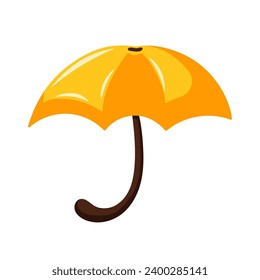 Yellow Umbrella in cartoon style. Vector illustration isolated on a white background.