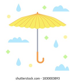 The yellow umbrella. Flat design. Isolated icon on white background. Vector illustration.