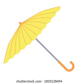 The yellow umbrella. Flat design. Isolated icon on white background. Vector illustration.