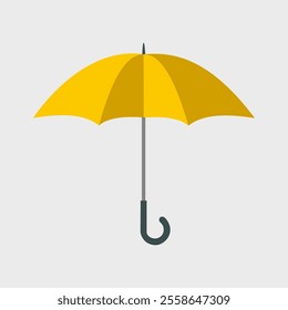 Yellow umbrella with a gray handle, ideal for rainy day graphics, weatherrelated designs, and incorporating bright colors into compositions.