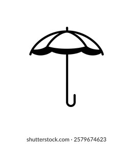 A yellow umbrella icon with a brown handle and shadow.