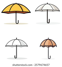 A yellow umbrella icon with a brown handle and shadow.