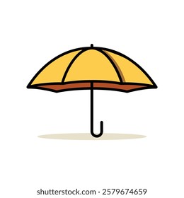 A yellow umbrella icon with a brown handle and shadow.