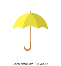 Yellow umbrella icon in flat design. Vector illustration. Umbrella sign on white background.