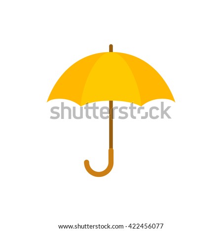 Yellow umbrella icon. Yellow umbrella isolated on white background. Umbrella in cartoon style