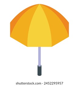 Yellow umbrella icon isometric vector. Rain outdoor tool. Weather protection