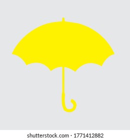 Yellow umbrella isolated on white background. Umbrella in cartoon style.