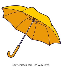 yellow umbrella isolated on white cartoon sticker