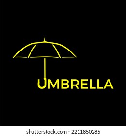 Yellow umbrella Logo in black background. Insurance Logo Design Vector