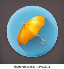 Yellow umbrella, long shadow vector icon