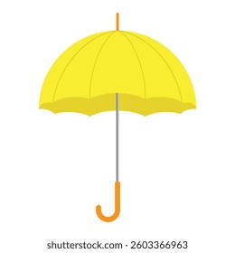 Yellow umbrella. Modern flat vector illustration isolated on white background