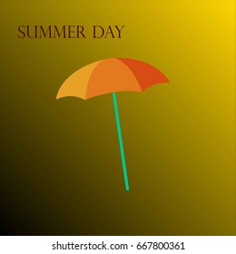 Yellow umbrella on a yellow background. Vector illustration