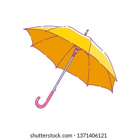 Yellow umbrella on white background