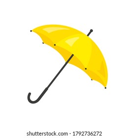 Yellow umbrella on white background.  Vector illustration.