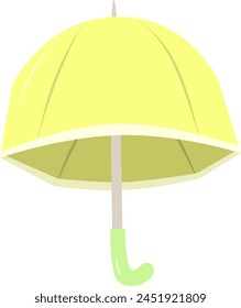 Yellow Umbrella. Open umbrellas. Various prints. Hand drawn colored Vector illustration. Flat style.