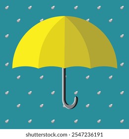 Yellow umbrella with raindrops, weather or climate element