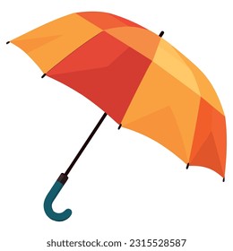 Yellow umbrella shelters from autumn rain over white