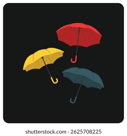 Yellow umbrella vector. Umbrella clipart. Outdoor accessory for rainy or sunny weather. Autumn element. Flat vector in cartoon style isolated on white background.