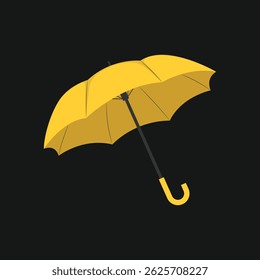 Yellow umbrella vector. Umbrella clipart. Outdoor accessory for rainy or sunny weather. Autumn element. Flat vector in cartoon style isolated on white background.