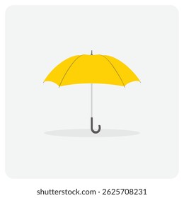 Yellow umbrella vector. Umbrella clipart. Outdoor accessory for rainy or sunny weather. Autumn element. Flat vector in cartoon style isolated on white background.