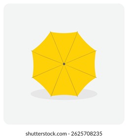 Yellow umbrella vector. Umbrella clipart. Outdoor accessory for rainy or sunny weather. Autumn element. Flat vector in cartoon style isolated on white background.
