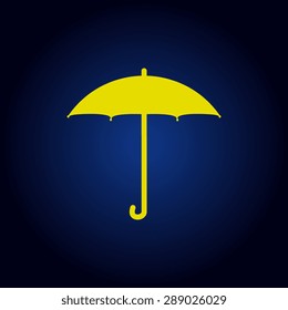 Yellow Umbrella vector icon on a blue background