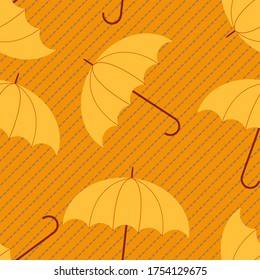 Paraguas amarillos y vectores estivales de lluvia sin fisuras para decoración, envoltura, textil.
