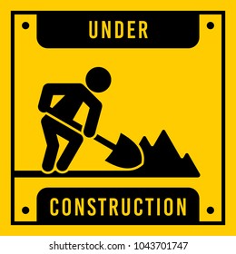Yellow under construction, vector sign.