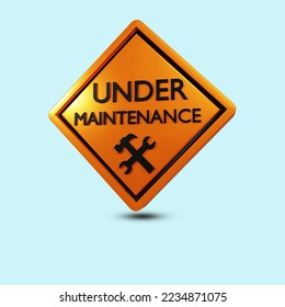 yellow under maintenance caution symbol icon 3d render design